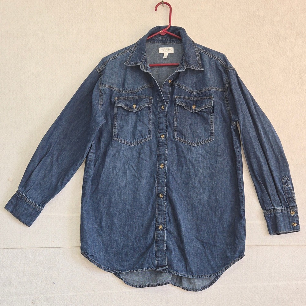 Sofia Jeans by Sofia Vergara Womens Denim Shirt Blue Cotton Button Up Small 4-6